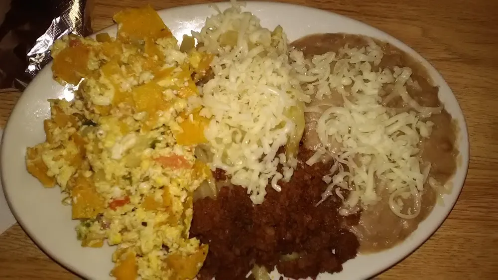 Eggs Mexicana with Beans Papas and Chorizo with Cheese